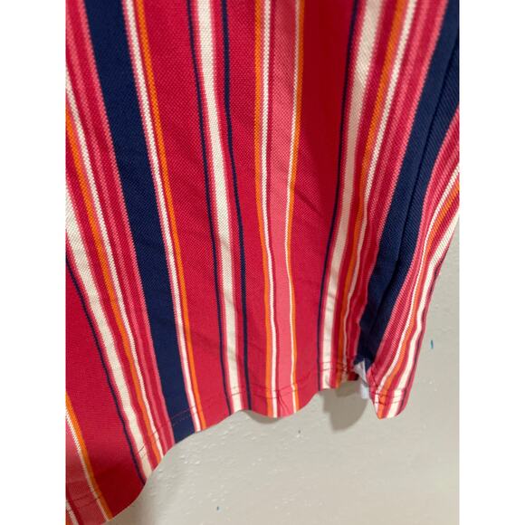 XL Tommy Hilfiger 100% Cotton Striped Red Blue Polo Men Shirt Short Sleeve - Picture 5 of 10